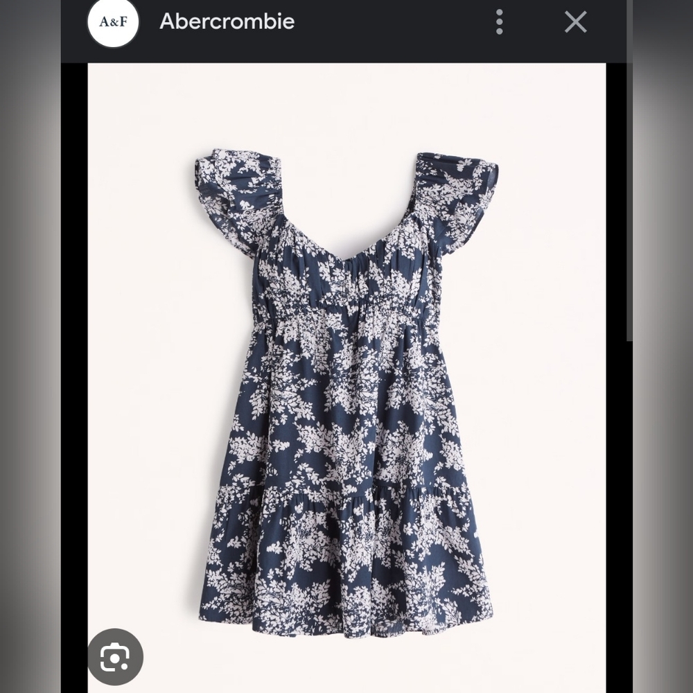 NWT Women's Abercrombie Navy Ruched Flutter Sleeve Mini Dress Size M Tall
